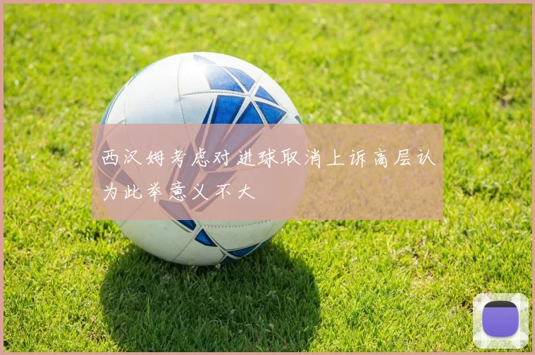 西汉姆考虑对进球取消上诉高层认为此举意义不大